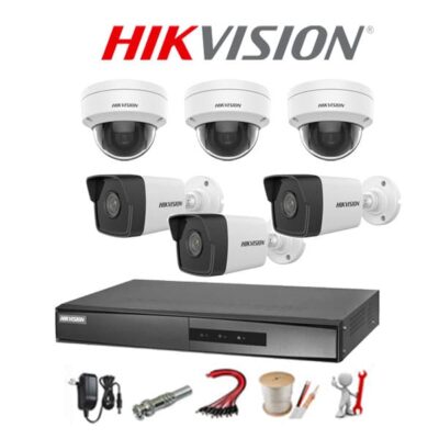 Trọn bộ 6 Camera TVI  Hikvision 2MP Full HD 1080P – Hồng ngoại 20m, IP66